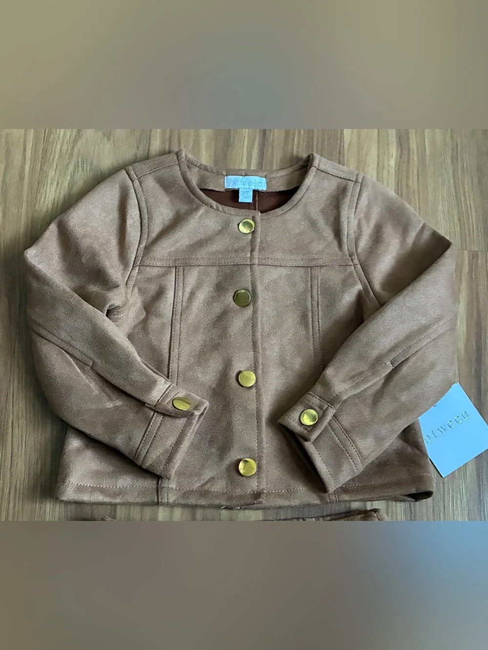 Btween Girls Faux Suede 2-Piece Jacket & Skirt Set Brown 2T